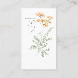 Elegant Watercolor Wildflower Table Number Place Card