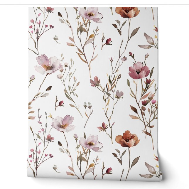 Elegant Watercolor wildflower  Wallpaper (Unrolling)