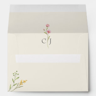 Elegant Watercolor Wildflower Wedding Envelope