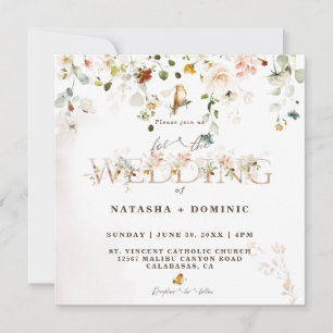 Elegant Watercolor Wildflower Wedding Invitation