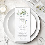 Elegant Watercolor Wildflower Wedding Menu<br><div class="desc">This elegant wedding menu features beautiful hand-painted watercolor wildflowers arranged as a bouquet,  perfect for spring,  summer,  or fall weddings. For more advanced customization of this design,  please click the BLUE DESIGN TOOL BUTTON above!  Matching items are also available.</div>