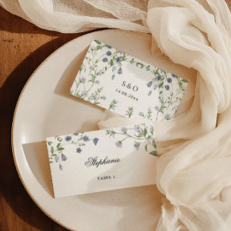 Elegant Watercolor Wildflower Wedding Place Card