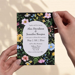 elegant watercolor wildflowers budget wedding  invitation