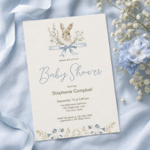 Elegant Watercolor Wildflowers Bunny Baby Shower