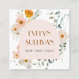 Elegant watercolor wildflowers business card