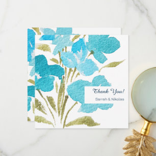 Elegant Watercolor Wildflowers Flat Thank You Card