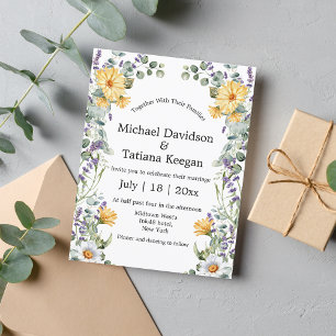elegant watercolor wildflowers greenery wedding  invitation