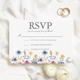 Elegant Watercolor Wildflowers Spring Wedding RSVP Card