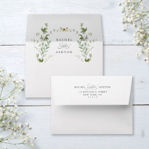 Elegant Watercolor Wildflowers Wedding  Envelope