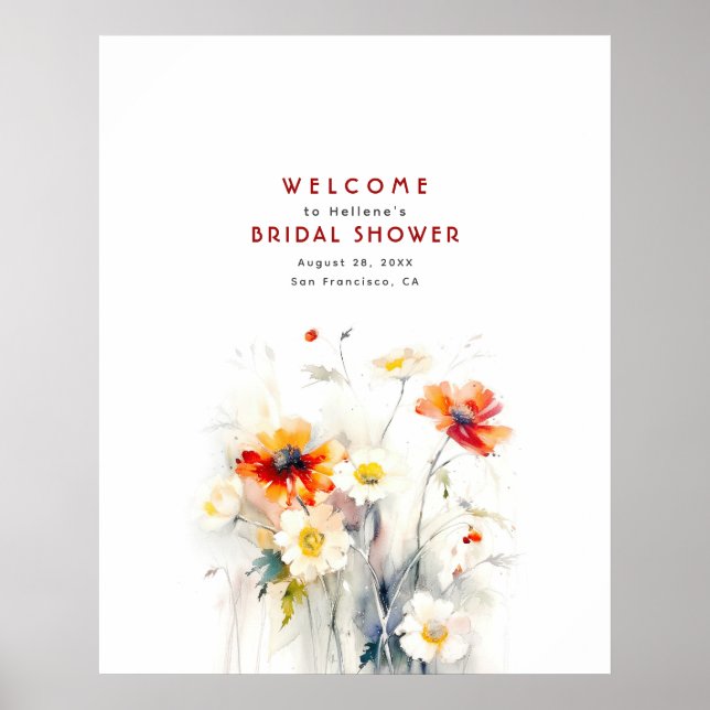 Elegant Watercolor Wildflowers Welcome Sign (Front)
