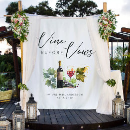 Elegant Watercolor Wine Themed Bridal Shower Tapestry