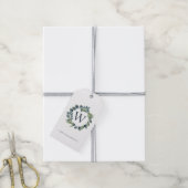Elegant Watercolor Winter Foliage Wreath Monogram Gift Tags (With Twine)