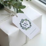 Elegant Watercolor Winter Foliage Wreath Monogram Gift Tags<br><div class="desc">Our Tidings of Joy Christmas Collection features our hand painted eucalyptus and greenery foliage wreath in natural muted shades of sage and teals. The wreath frames the gift tag to creates a focal point to feature your monogram initial. The reverse side features our hand painted eucalyptus and greenery foliage pattern...</div>