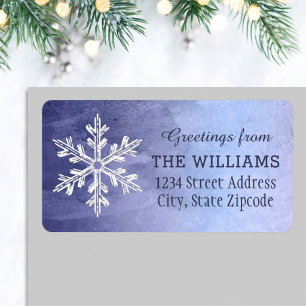 Elegant Watercolor Winter Snowflake Address Label