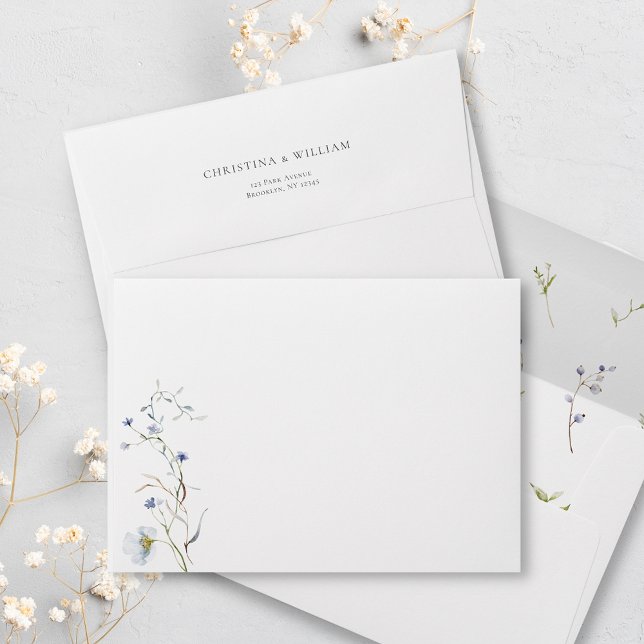 Elegant Watercolor Winter Wildflowers Wedding Envelope (Creator Uploaded)