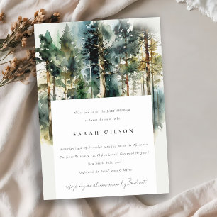 Elegant Watercolor Woodland Forest Baby Shower Invitation
