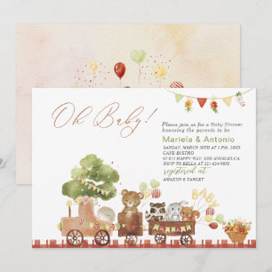 Elegant Watercolor Woodland party Baby Shower Invitation