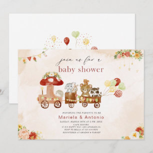 Elegant  Watercolor Woodland party Baby Shower Invitation