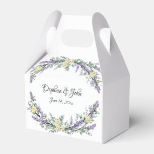 Elegant watercolor yellow roses lavender greenery favor box