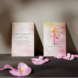 Elegant Watercolor Yoga Meditation Pose Om Symbol Business Card