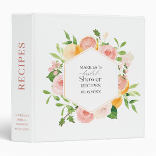 Elegant WatercolorCitrus Pink Flowers Bridal show Binder