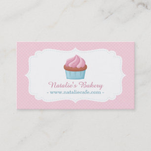 Elegant Watercolour Cupcake Patisserie Pink Business Card