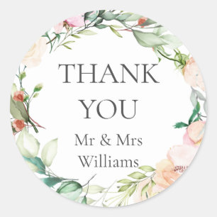 Elegant Watercolour Greenery Floral Classic Round Sticker