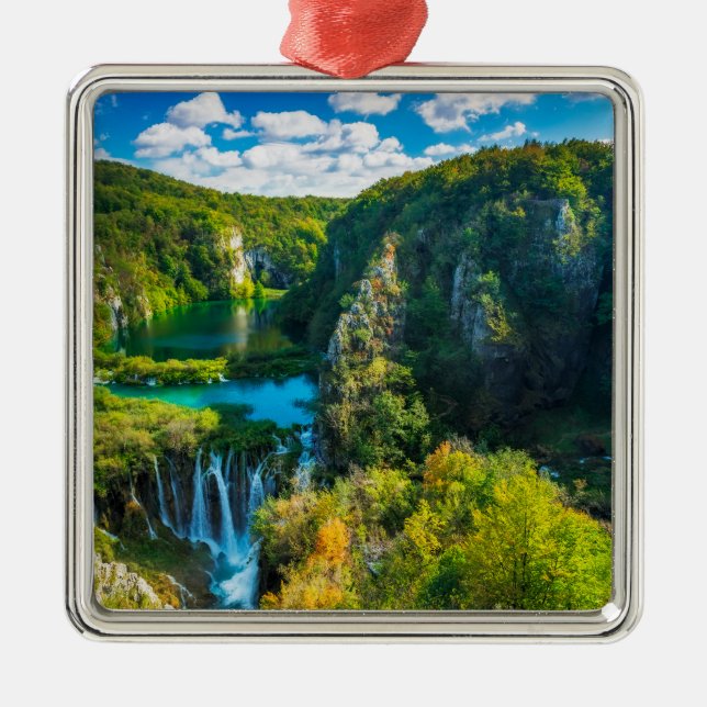 Elegant waterfall scenic, Croatia Metal Ornament (Front)