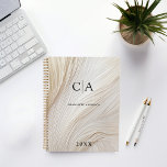 Elegant, waves, monogram planner<br><div class="desc">Customer specific modern,  elegant,  waves planner.
Just edit your product in a few minutes. You can change the font/size/colour and position using "further personalize".</div>