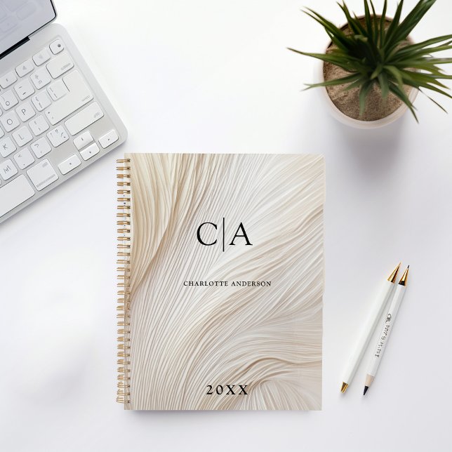 Elegant, waves, monogram planner (Creator Uploaded)
