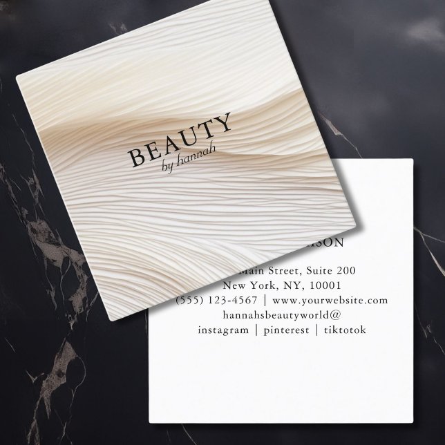 Elegant, waves, salon, square business card (Elegant, waves, salon, square business card. Modern, minimal, deluxe.)