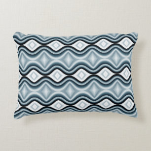 Elegant Wavy Blue Pattern Accent Pillow