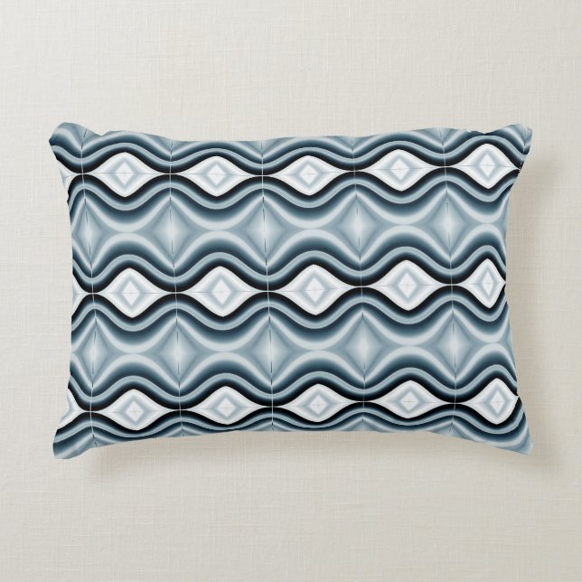 Elegant Wavy Blue Pattern Accent Pillow (Front)