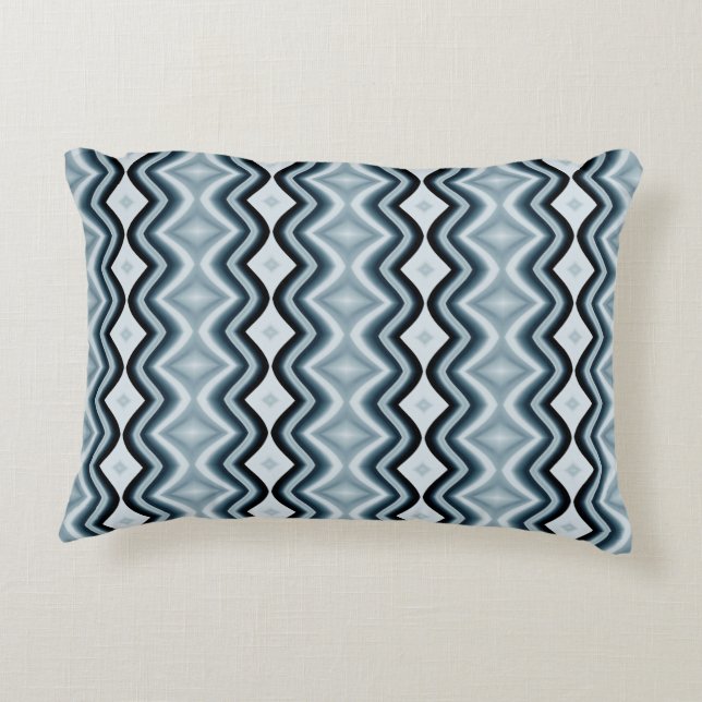 Elegant Wavy Blue Pattern Accent Pillow (Back)