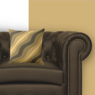 Elegant Wavy Lines Pattern Sandy Brown Throw Pillow