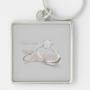 Elegant “We Are Engaged” Engagement Party Keychain