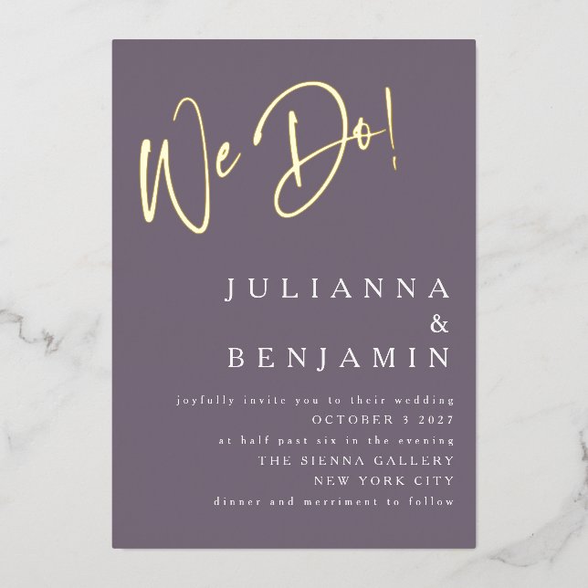 Elegant We Do Handwritten Stylish Chic Purple Gold (Front)