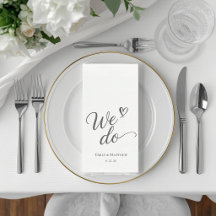 Elegant We Do Script Custom Wedding Guest Towel