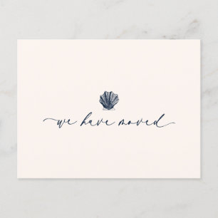 Elegant We Have Moved Handwritten Script   Blue Postcard