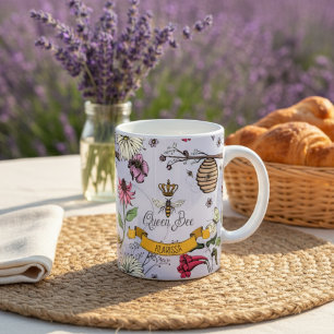 Elegant We Love You Floral Queen Bee Photo Mug