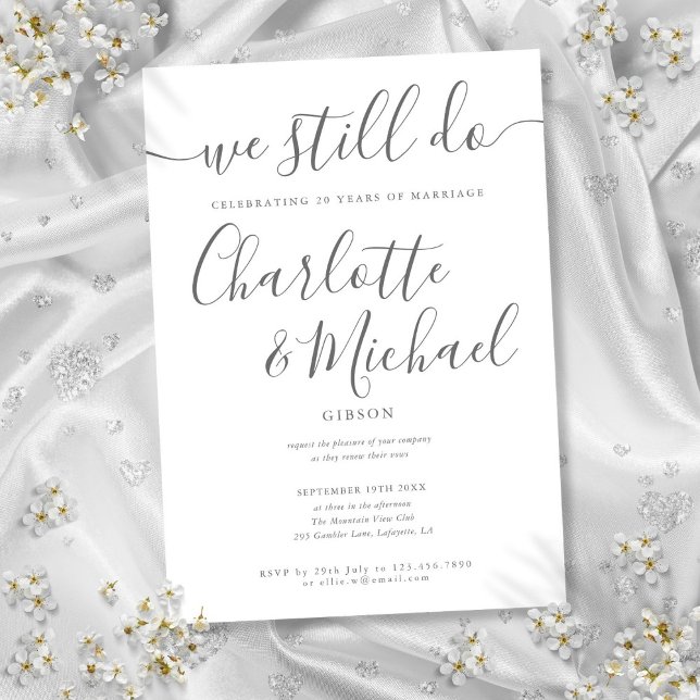 Elegant We Still Do Script Vow Renewal Anniversary Invitation (Elegant We Still Do Script Vow Renewal Anniversary Invitation)