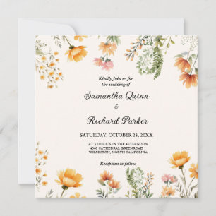 Elegant Weadow Wildflower Spring Summer Wedding Invitation