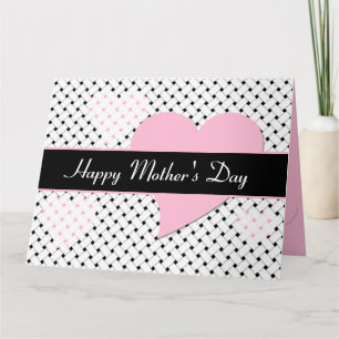 Elegant Weave Pattern, Pink Hearts Mother's Day Card