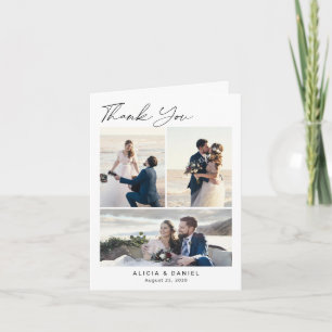 Elegant wedding 4 photo collage thank you card