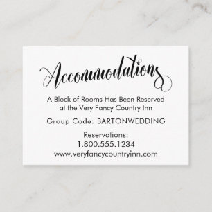 Elegant Wedding Accommodations Insert Cards