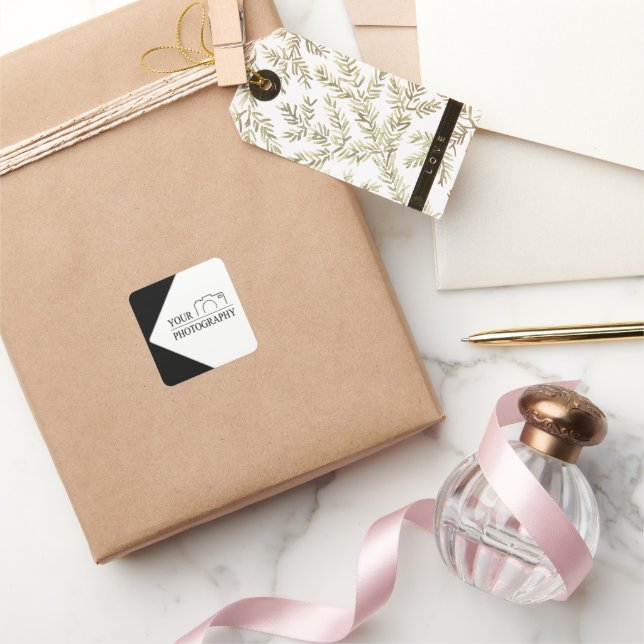 Elegant Wedding Add Personalized Photography Square Sticker (Gifting)