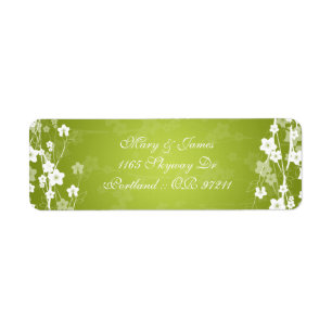 Elegant Wedding Address Cherry Blossom Lime Green