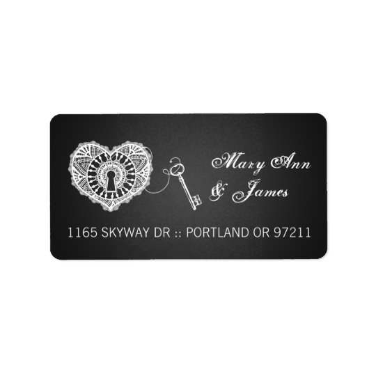 Elegant Wedding Address Key To My Heart Black