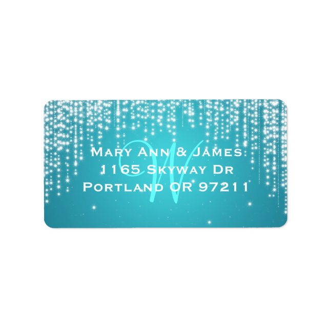 Elegant Wedding Address Night Dazzle Blue Label (Front)