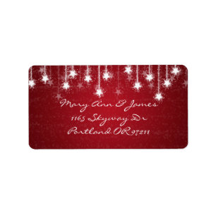 Elegant Wedding Address Shimmering Stars Red Label